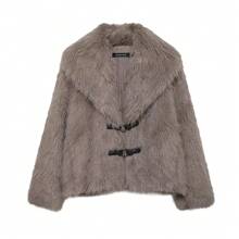 Women Elegant Faux Fur Winter Coat Solid Turn Down Collar Long Sleeves Thick Coats Woman Long Sleeve Loose Warm Jacket