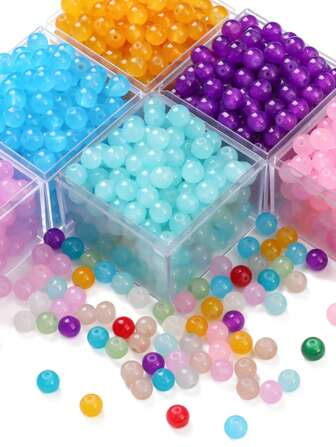 100 pièces de perles de jade en imitation translucide de 8 mm pour la fabrication de bijoux, colliers, bracelets et accessoires DIY
