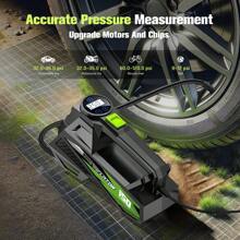 Carsun 轮胎充气机便携式空气压缩机轮胎气泵适用于汽车轮胎 - 汽车配件，150PSI 12V DC 自动泵带数字压力表，自行车应急 LED 灯，气球，绿色，汽车 - 有綫 - 查看 7