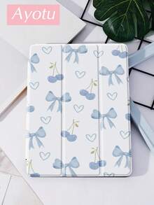 Bow And Cherry 平板电脑保护套，兼容 iPad 7/8/9 代 10.2 英寸，兼容三星 Galaxy Tab A7 10.4 英寸平板电脑，带笔槽，支持自动睡眠/唤醒功能。 - 藍色 - 查看 3