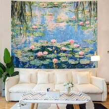 Artistic Aesthetic Oil Painting Style Tapestry With Natural Landscape Pattern, Durable Waterproof Peach Skin Fabric, Interesting Wall Hanging Suitable For Student Dormitory, HomeLiving Room, Girlfriend's Bedroom, Wedding Party, Birthday Event, Housewarming New Home Decoration, All Seasons Universal Stylized Tapestry - 樣式 1 - 查看 4