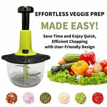 1 Pc Manual Hand Crank Vegetable Chopper With Blade Guard, 50.72 Oz Capacity, Stainless Steel, For Chopping Vegetables, Mincing Garlic, Cutting Meat, Easy To Clean, Suitable For Home Kitchen