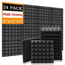 TOUO 金字塔吸音泡沫板 6-48 块，8 种颜色，高密度隔音泡沫 12 英寸 X 12 英寸 X 2 英寸 / 12 英寸 X 12 英寸 X 1.18 英寸，适用于墙壁、工作室、鼓室、办公室的隔音和声学处理 - 彩色 - 查看 50