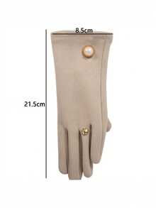 2 Pairs Of Autumn/Winter Fleece Ladies Touch-Sensitive Pearl-Lined Finger Gloves - Gentle And Elegant, Multi-Functional Korean-Style Anti-Wear Five-Finger Gloves. They Are Warm Gifts For Family And Friends And Are Suitable For Daily Outings. - Multicolor - View 3