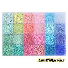 24格3毫米彩色玻璃珠，适用于手工珠宝制作、手链和项链DIY配件、万圣节、圣诞节和糖果珠DIY工艺品，批发散装商品[12000颗/盒] - 12000pcs/box - 查看 24