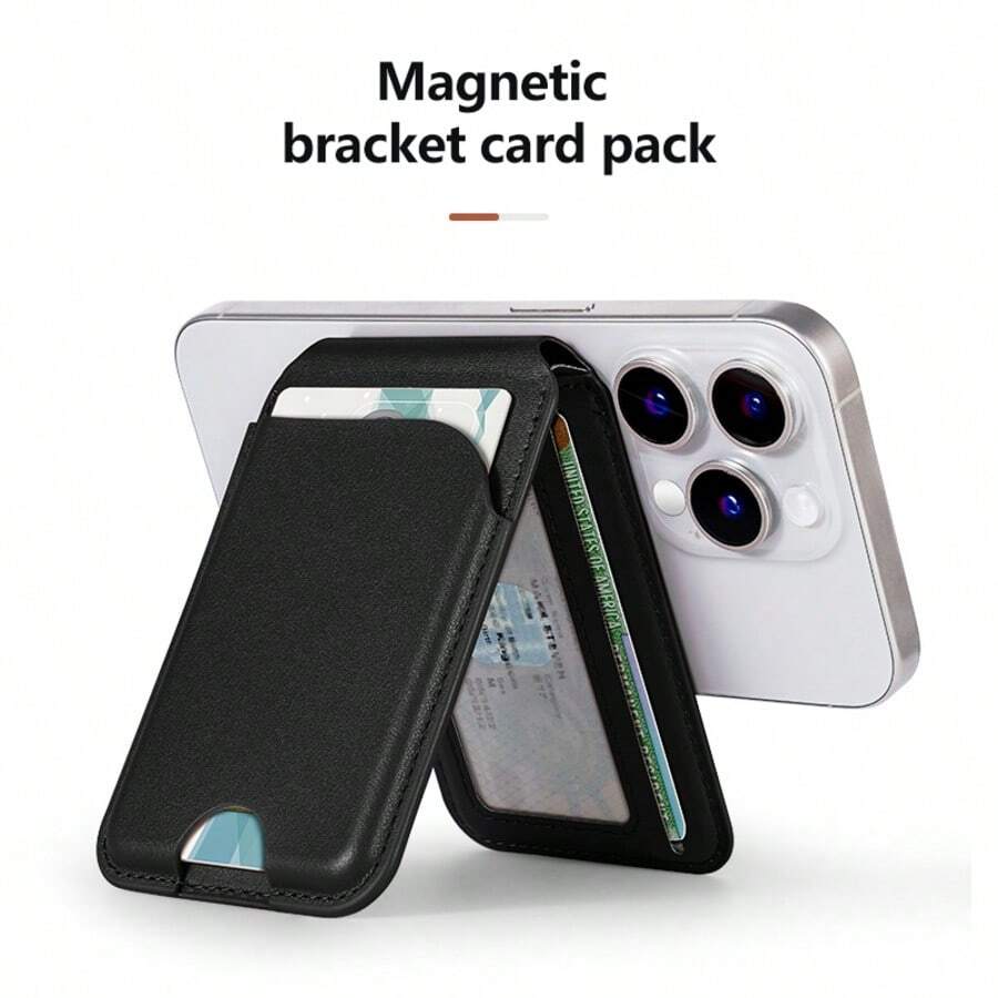GSOIAX Magnetic Phone Wallet For IPhone 16/15/14/13/12 Pro/Max - MagSafe Compatible RFID Leather Card Holder Stick On Case, Strong Secure Attachment - 黑色 - 查看 1