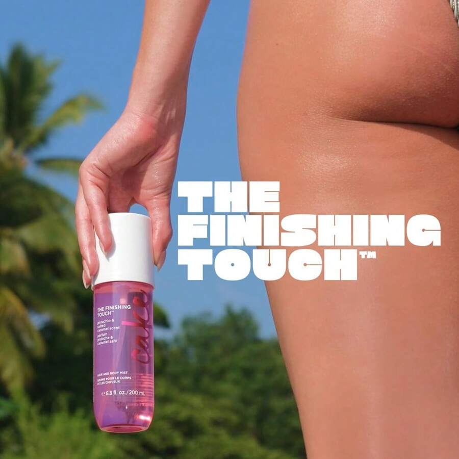 Cake Beauty Hair & Body Mist, The Finishing Touch - Pistachio & Salted Caramel Scent - Infused With Vitamin E & Argan Oil - For All Skin & Hair Types - 6.8 Fl Oz / 200 ML