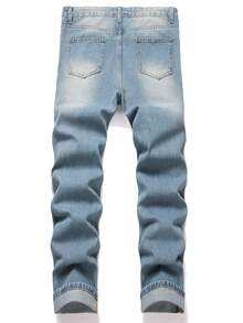 Retro Straight Leg Jeans For Teen Boys, European And American Style - Light Wash - View 2