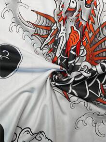 日本特别版男士足球球衣T恤 & 男士青少年足球短袖球衣 & 户外运动健身装备 运动服 休闲训练服 & 武士图案圆领舒适运动上衣 & 以日本武士文化和武士刀图案印花为特色 & 适合团队比赛、训练、休闲穿着和派对装扮 - 白色 - 查看 6