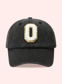 1pc Kids 26 Letters Baseball Cap, Washed Baseball Hat For Boys And Girls, Suitable For Outdoor Activities And Daily Wear, Sun Ion - Gold Label-black Washed Cap - View 29