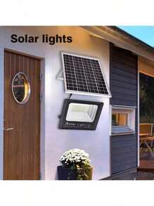 1 Modell Außen-Solarbeleuchtung, LED-Perlen helles weißes Licht von Dämmerung bis Morgengrauen, Solar-Sicherheitsscheinwerfer für Scheune, Garten, Garage, Weg, Hof, Terrasse, Rasen, Balkon, mit Kabel