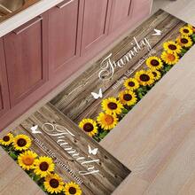 1/2 件向日葵厨房装饰地毯套装，农舍乡村厨房地毯和垫子，防滑可洗吸水厨房垫，适用于地垫、浴室垫、入口垫、卧室垫、客厅垫 - 黃色 - 查看 5