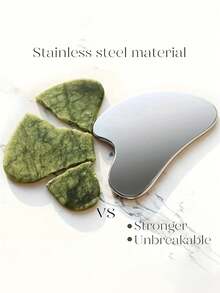 1个不锈钢心形刮痧板，用于面部按摩，便携式肌肉放松按摩板，不锈钢刮痧面部工具 - 面部按摩工具 - 光滑耐用的金属刮痧板，适用于面部和身体，消肿 - 心形按摩刮痧板（银色）不锈钢刮痧面部工具 - 銀色 - 查看 2