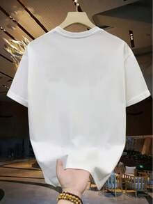 Men's T-Shirt With Reflective ET Print, 100% Cotton Blouse, Round Neck, Shirt In Various Colors - White - View 4