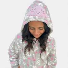 Pijama Fofinho Macacão Nuvem Kigurumi cosplay Menina Original Ideal para Festa Temática, Festa Do Pijama, Viagem, Lazer - Cinza - Visão 4