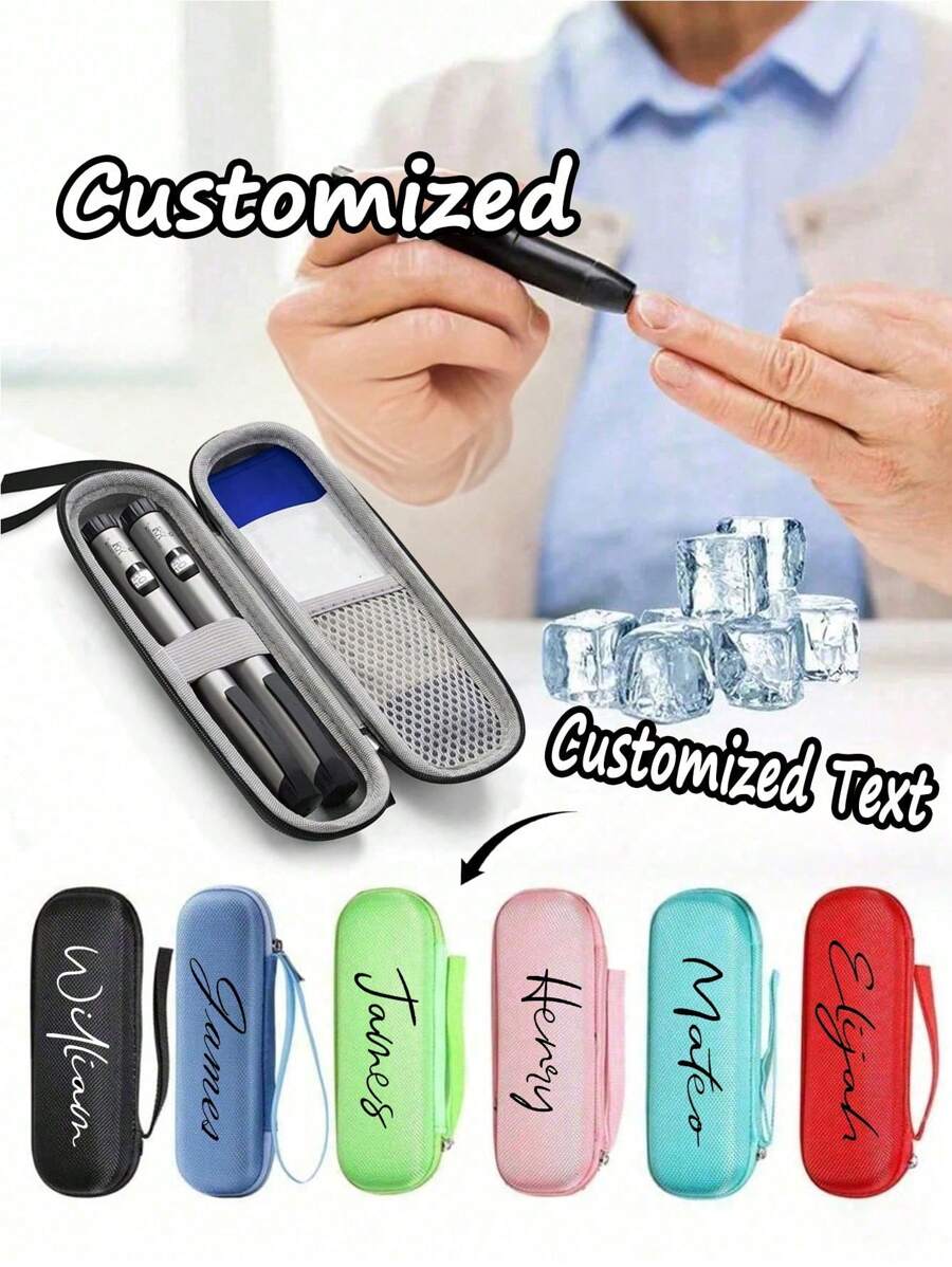 Personalized Custom Text Insulated Portable Insulin Cooler Bag -Friendly Cold Ice Pack Physical Cooler Box Customizable Lightweight Simple Zipper Carry Bag Travel Case, Custom Name Portable Medication Cooler Bag For Insulin Pens And Blood Glucose Monitor Supplies - Multicolor - View 1