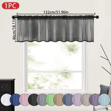1 pièce Rideau transparent de couleur unie, rideau de fenêtre transparent à moitié, rideau filtrant de poche de tige pour ombrage. Convient pour la décoration de la cuisine, de la salle de bain et du café. Rideau de voile