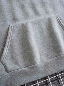 男士宽松口袋连帽卫衣，意式风格，秋冬季长袖上衣 - 灰色 - 查看 7