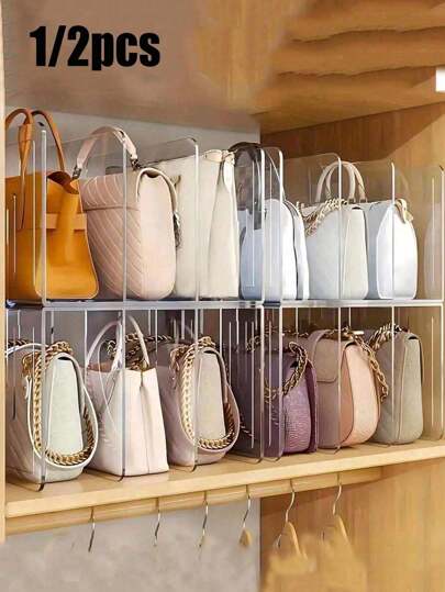 Bolsa de almacenamiento transparente para armario, organizador de bolsos y carteras, estantería desmontable, divisores de libros prácticos, adecuado para armario, baño, oficina, estanterías organizadoras, organizador de almacenamiento que ahorra espacio para el hogar, dormitorio, oficina, artículos esenciales para dormitorio, organizador de ropa, organización y almacenamiento de dormitorio