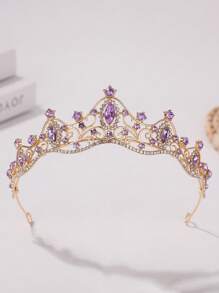 1 pièce Bandeau à couronne de princesse 3D avec strass pour femmes, accessoire de cheveux élégant pour anniversaire