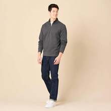 Men's Long-Sleeve Quarter-Zip Pullover Fleece Sweatshirt, Style - 炭灰色石南花 - 查看 5