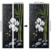 1/2 件禅意花园竹墙贴 - 自粘式，可移除壁画，带有兰花和石头装饰，黑色墙贴，适用于卧室、客厅、浴室、极简主义家居装饰、禅意家居装饰、房间装饰、卧室装饰、厨房装饰、墙壁装饰贴纸 - 彩色 - 查看 8