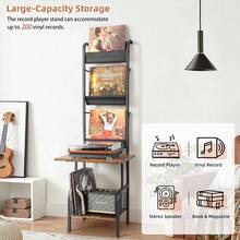 Record Player Stand With Vinyl Storage Record Player Table With Vinyl Record Storage Up To 200 Albums Turntable Stand With Record Holder Display Shelf Record Player Cabinet Organizer Rack - BlackBrown - View 2