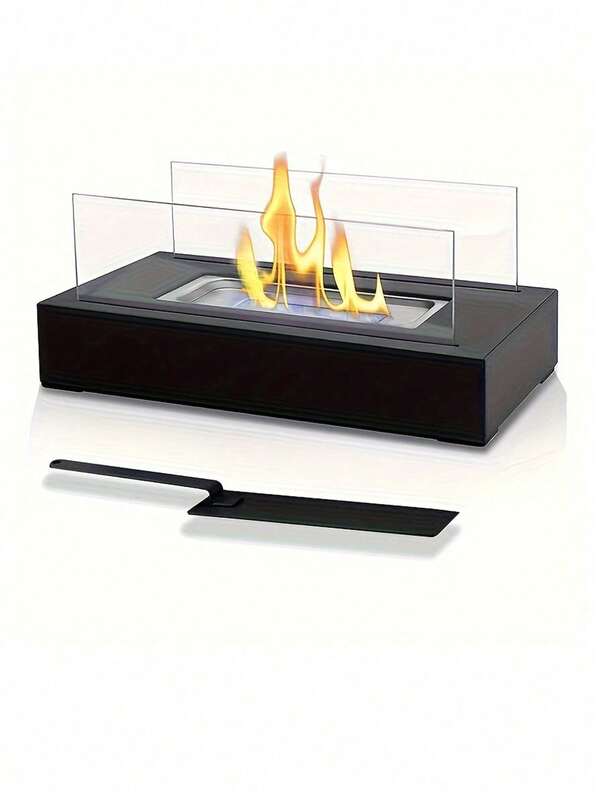 Llama portátil de sobremesa, Fogata de sobremesa, Fuego de mesa de metal, Regalo para decoración del hogar, Inauguración de la casa, Fiestas y bodas, Negro (El gel no está incluido)