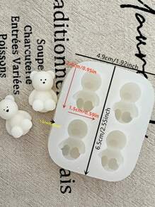 Moule en silicone miniature d'ours à 4 trous, moule DIY pour la fabrication de bougies