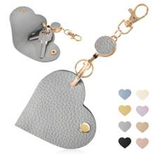 1pc Smart Key Holder, PU Leather Key Pouch, Unisex Intelligent Key Wallet, Covered Key Chain, Car Key Bag, Key Case, Cute Pebbled Leather Carabiner With Key Ring - Multicolor - View 18