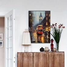 1 Pieza de Pintura en Lienzo de Escena Romántica de la Calle de Londres, Hermosa Escena Nocturna de Arte en Lienzo sin Marco, Adecuada para Sala de Estar, Dormitorio, Pasillo - transparente - Ver 8