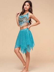 2 Pieces Dance Costume Adult Female Belly Dance Performance Costume National Stage Performance Costume Suit