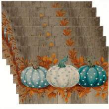 4-Piece Set Of Autumn Thanksgiving Themed Placemats With Pumpkin And Maple Leaf Print Designs, Measuring 30X45 Centimeters, Is Perfect For Theme Decoration In Thanksgiving Restaurants, Dining Tables, Indoor And Outdoor Gatherings, And Rural Kitchens. It Is The Best Choice For Thanksgiving Gifts.