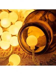 1pc Frosted White Ball Battery Box Light String, LED Mini Frosted Ball Decorative Light, Warm And Delicate Lighting, Brings A Comfortable Feeling, Suitable For Indoor, Bedroom, Room, Living Room, Courtyard, Garden, House, Festival, Party, A Reliable Choice To Create Atmosphere. - Warm Light - View 8