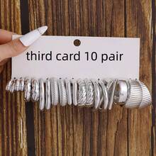 10pcs/40pcs Set Silver-Color CCB Exaggerated C-Shape Resin Earrings, Suitable For Party Gifts, Lightweight To Wear - New Models 1-40 Pairs - View 4