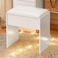 [Excluding Table]Dressing Stool Makeup Bench Cushioned Vanity Stool Piano Seat Chair UK Ship - White - View 2