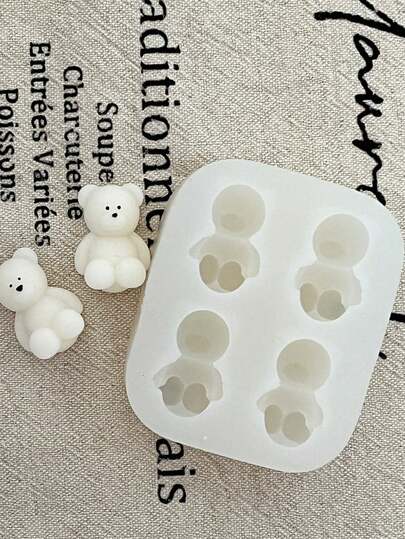 Mini Bear Silicone Mold 4 Holes DIY Candle Mold For Candle Making Mold