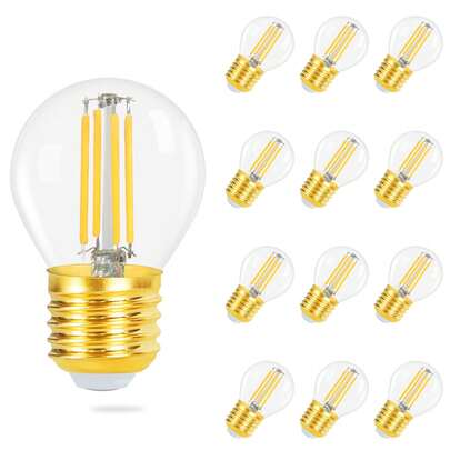 ZMH LED-Glühbirne E27 – 12 Retro-Edison-Glühbirnen mit warmweißem Licht (2700K) und G45-Form. Diese hochwertigen Glaslampen mit sichtbarem Glühfaden verbreiten ein gemütliches, angenehmes Licht.
