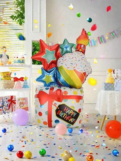 1 peça de balão gigante em formato de bolo de aniversário, decoração de festa, balões adequados para aniversário, decoração de festa, decoração de casa, adereços para fotos, presentes