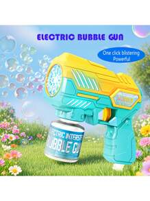 Máquina automática de burbujas con luces, soplador de burbujas de 10 orificios, juguete de fiesta y de exterior, adecuado como regalo para niños y amigos, regalo de Navidad (Líquido de burbujas y baterías no incluidos) - Multicolor - Ver 2