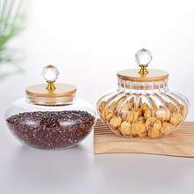 1pc Glass Seal Jar, Round Multipurpose Kitchen Storage Container, Reusable Flip Top Food Preserver For Candies, Grains, Snacks Kitchen Storage Jars