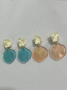 1 对时尚优雅个性树脂环状亚克力耳环 - 查看 4