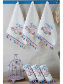 100% Cotton 6-Piece Kitchen And Bathroom Towel Set – 30x50 Cm Ultra Absorbent, Soft & OEKO-TEX Certified Multi-Purpose Towels – MADE IN TURKEY - White - View 3