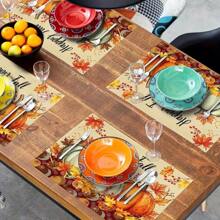 4-Piece Set Of Autumn Thanksgiving Themed Placemats With Pumpkin And Maple Leaf Print Designs, Measuring 30X45 Centimeters, Is Perfect For Theme Decoration In Thanksgiving Restaurants, Dining Tables, Indoor And Outdoor Gatherings, And Rural Kitchens. It Is The Best Choice For Thanksgiving Gifts.