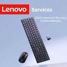 Lenovo 2.4G无线键鼠套装 商务办公家用无线套装 轻薄键盘 小巧鼠标 多设备兼容 经典彩色键鼠 - 黑色 - 查看 5