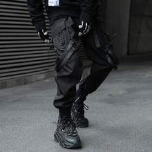 Pantalones cargo jogger negros de techwear gótico para streetwear de hombre - Negro - Ver 5