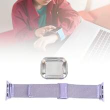 Para correas de reloj de Apple de los hombres, Milanese Mesh Loop para Apple Watch Series4-6 40mm, ajuste de reemplazo de acero inoxidable correa de reloj para Ios Watch,1.6inch reemplazo de la correa de acero inoxidable de protección de metal correa de la banda - Púrpura claro - Ver 7