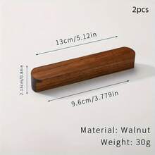 2pcs Walnut Wood Drawer Pulls - Polished Metal Surface, Cabinet And Wardrobe Handles - Walnut - View 5