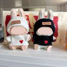 圣诞礼物（仅衣服）]第一代/第二代盲盒拉布拉布派对娃娃衣服，拉布拉布爱心毛衣，熊标志帽子（不含娃娃） - 彩色 - 查看 3