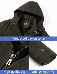 KEFITEVD Men's Warm Lined Winter Jacket Military Cargo Jacket Transition Jacket With Inner Fleece Cotton Hoodies Field Jacket Windbreaker Bomber Jacket With Multi Pockets - Army Green - View 7